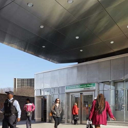 the exterior of Cermak McCormick Place Green Line Stations