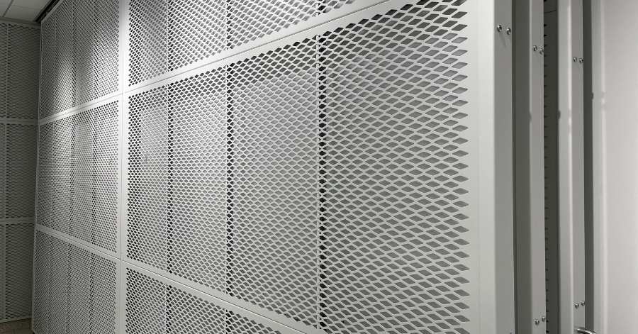 interior metal partitions with a diamond pattern