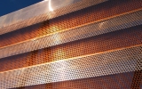 perforated copper facade close up