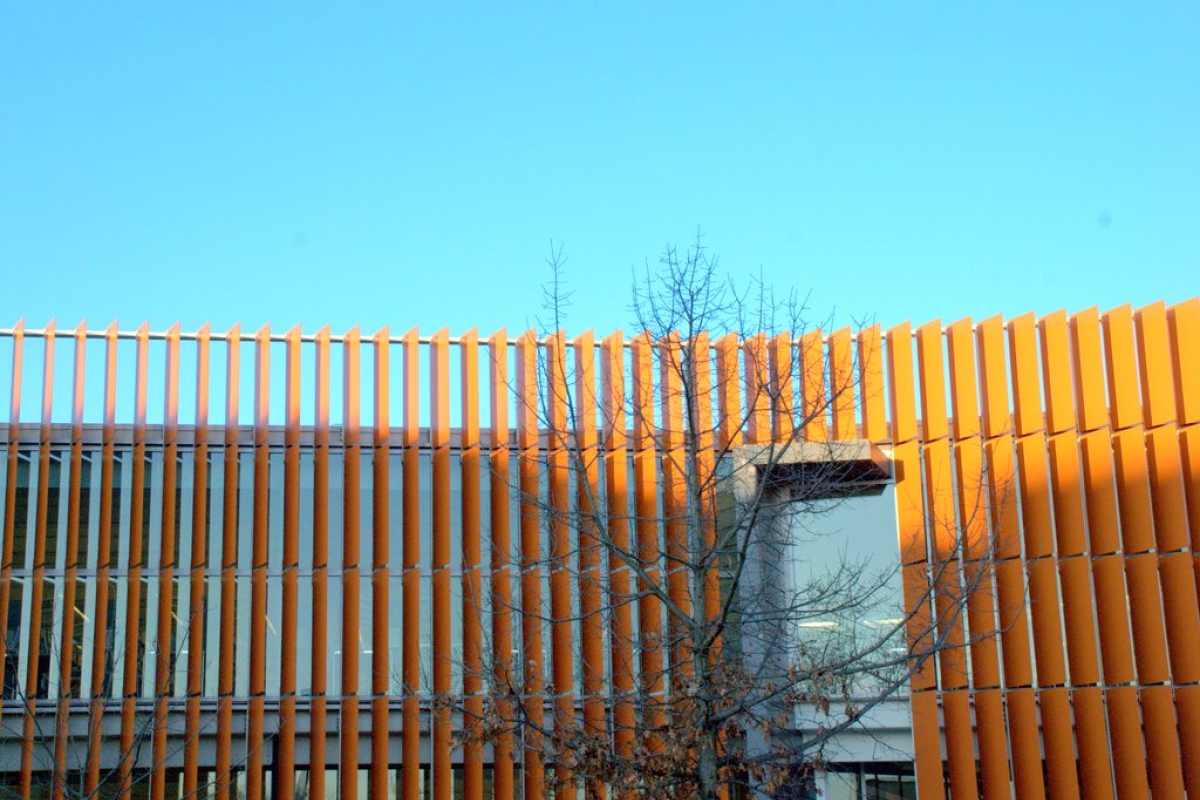 Tenley Library Vertical Perforated Metal Sunshades