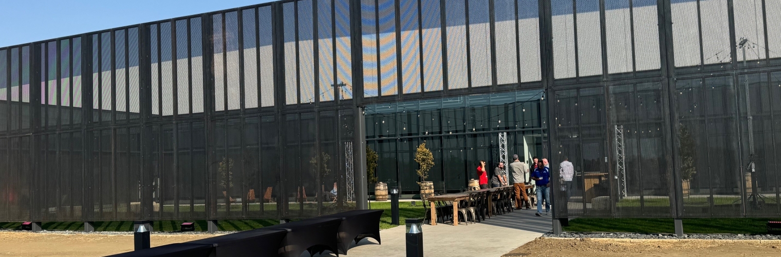 Corten Perforated Metal Surrounding a Courtyard