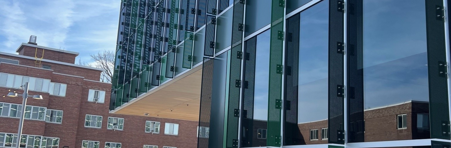 Perforated Sunshades, MSU Multicultural center, powder coated