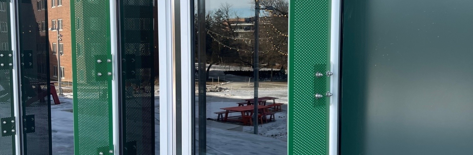 Perforated Sunshades, MSU Multicultural center, door